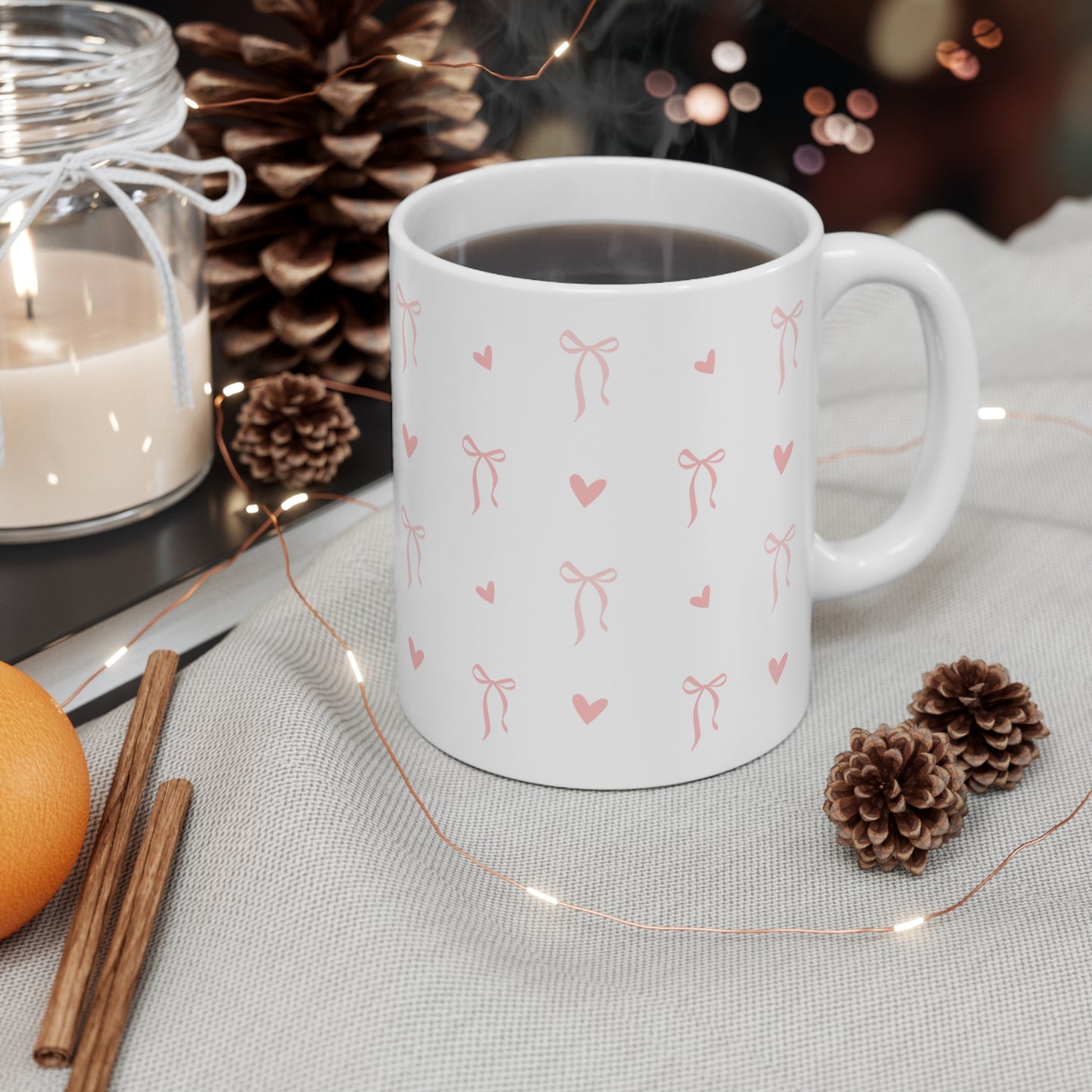 Charming Bow and Heart Cute Coffee Cup