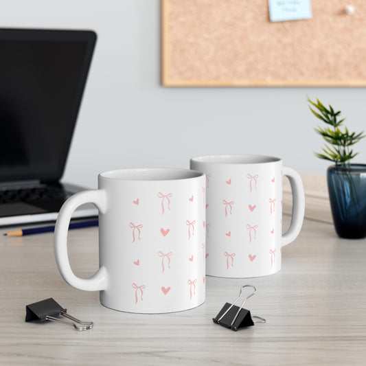 Charming Bow and Heart Cute Coffee Cup